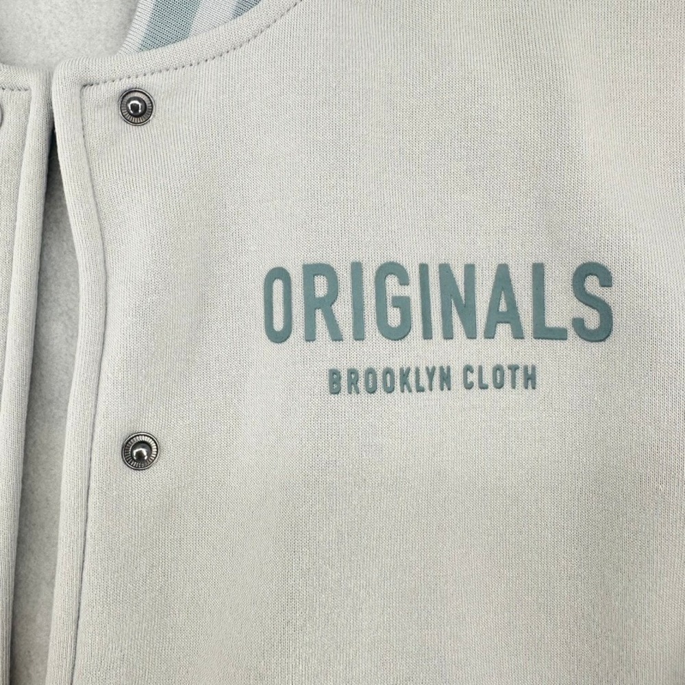 Originals Brooklyn Cloth Varsity Jacket Gray Blue Snap Front Small NWT - Picture 9 of 13
